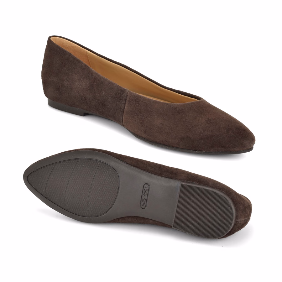 Valore Ballet Flats - Dark Brown Suede