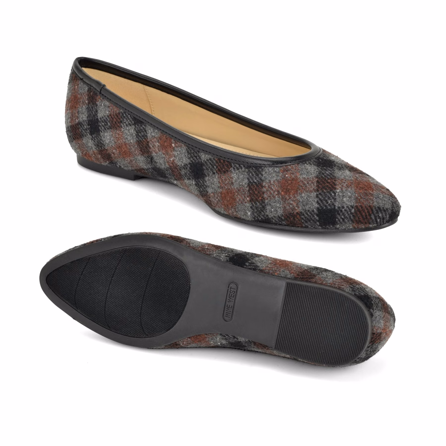 Valore Ballet Flats - Grey Plaid Multi