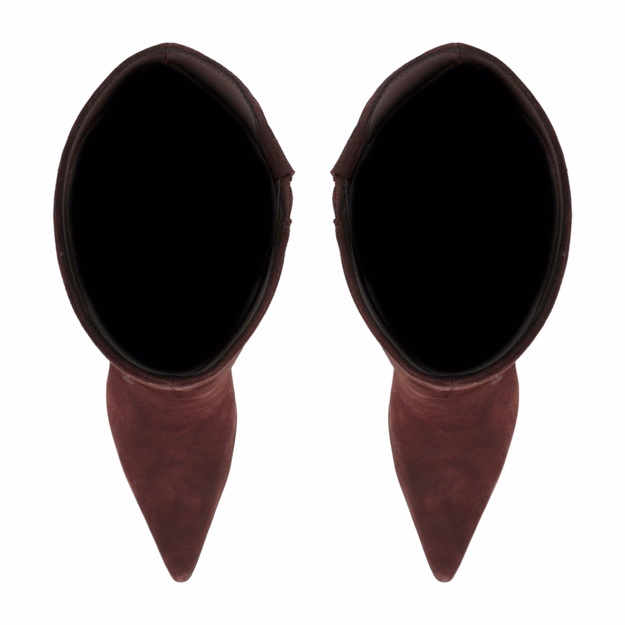 Korin Knee High Leather Boots - Burgundy Suede