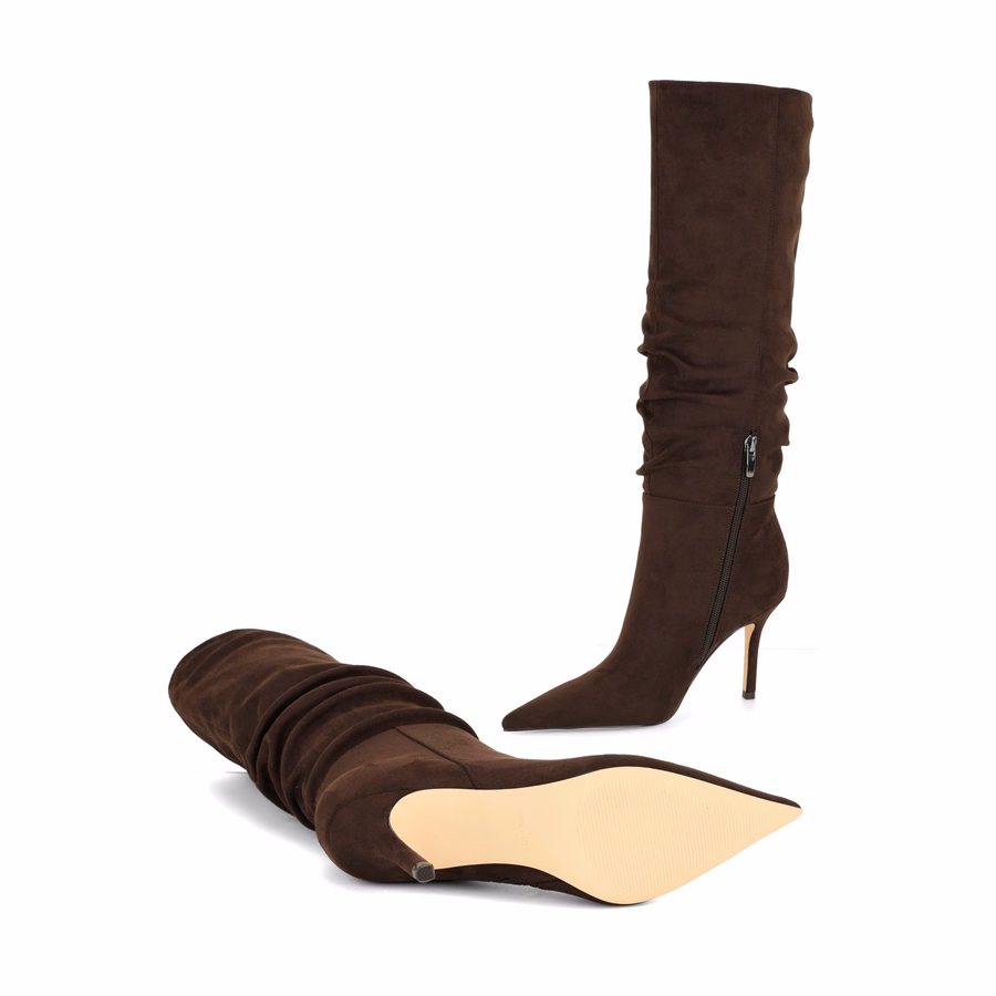 Giorah Wide Calf Slouch Boots - Dark Brown