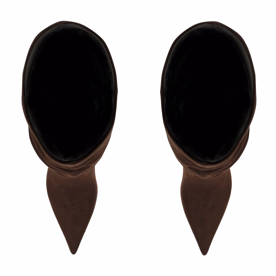 Giorah Wide Calf Slouch Boots - Dark Brown