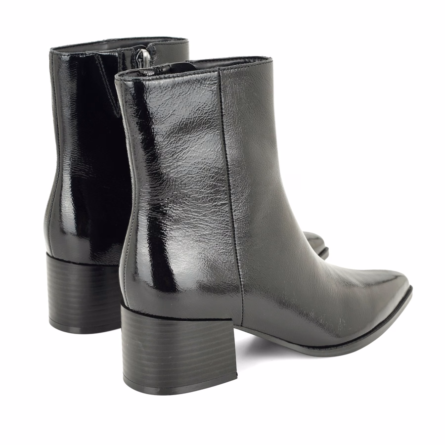 Becky Leather Booties - Black Leather