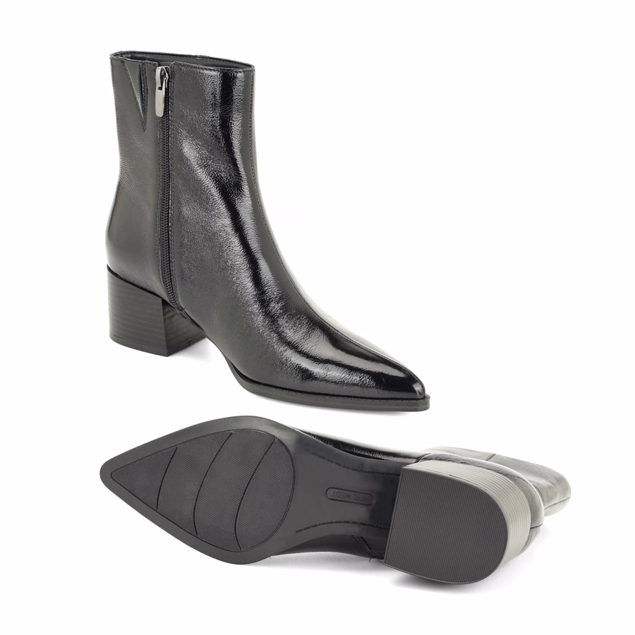 Becky Leather Booties - Black Leather
