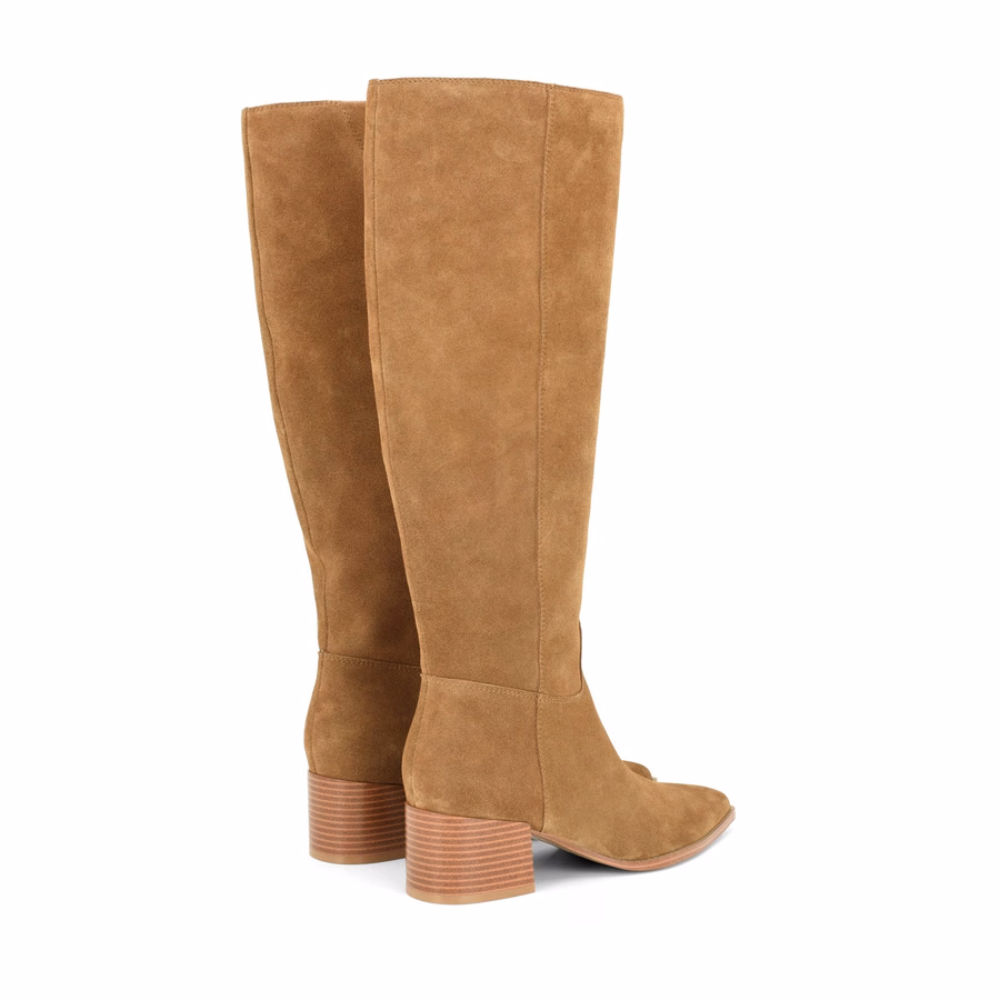 Bridgit Leather Boots - Natural Suede