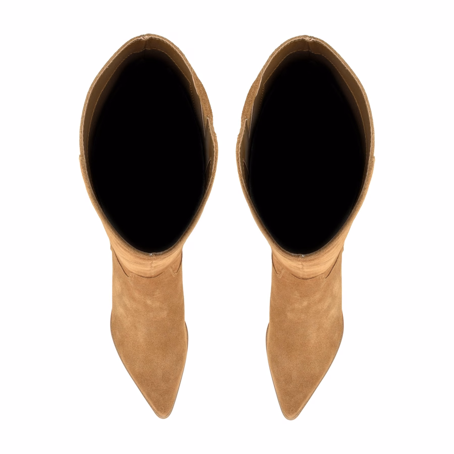 Bridgit Leather Boots - Natural Suede