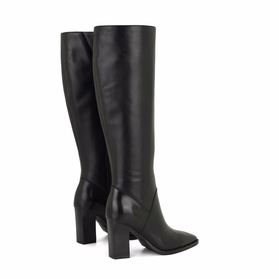 Zetta Leather Knee High Boots - Black Leather