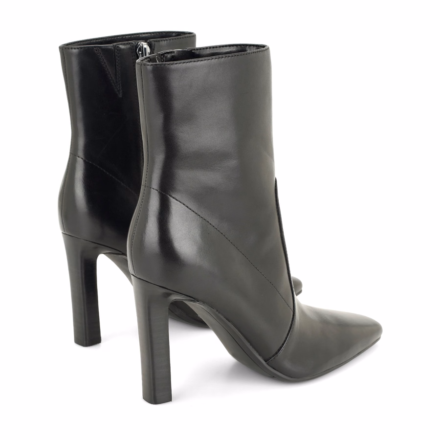 Halla Leather Ankle Booties - Black Leather