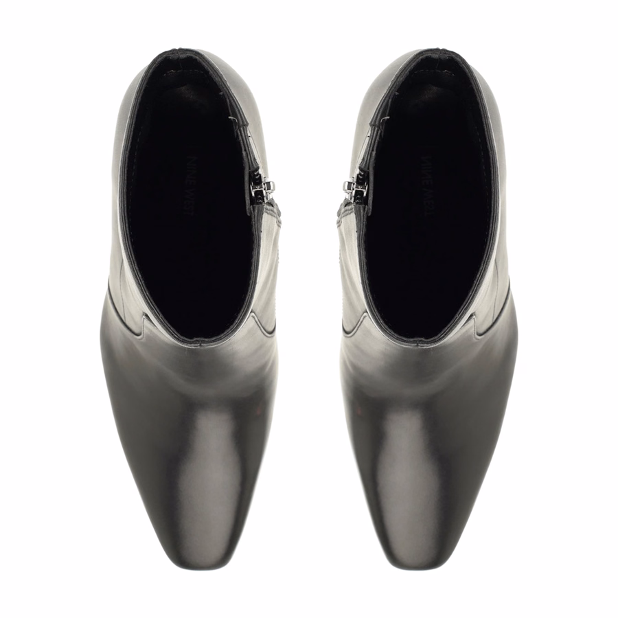 Halla Leather Ankle Booties - Black Leather