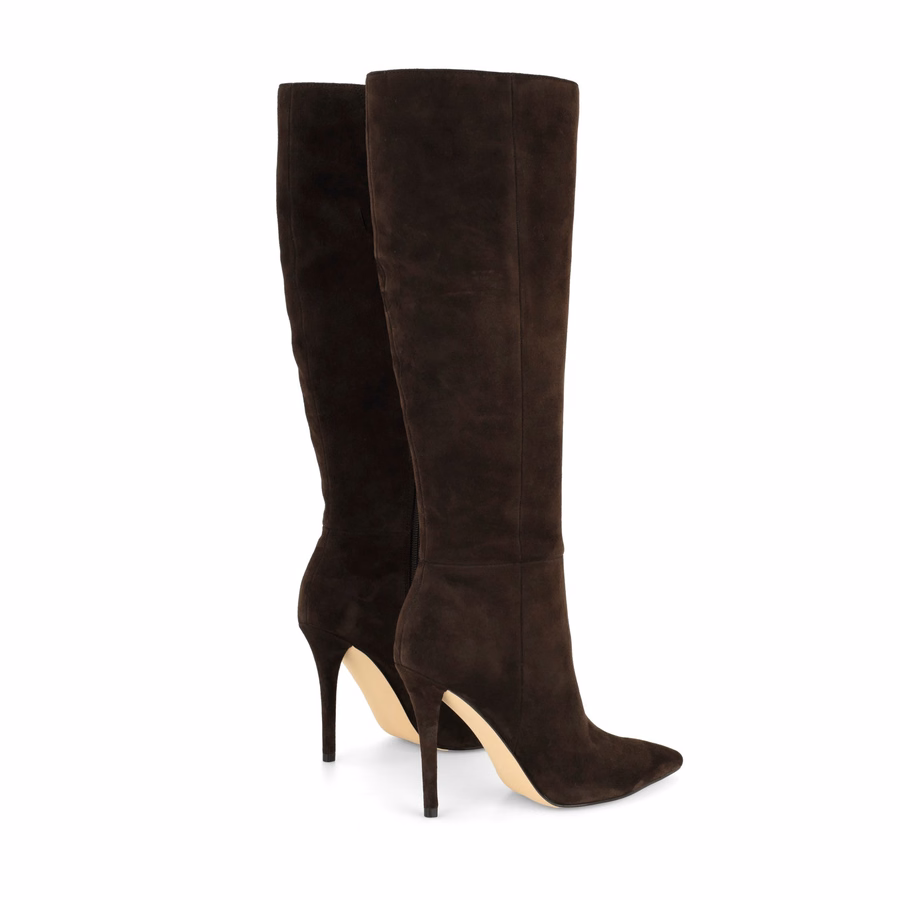 Cherri Leather Boots - Dark Brown Suede