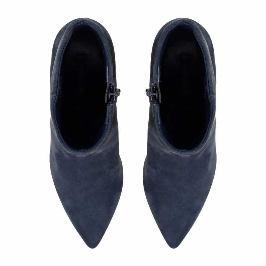 Maribu Ankle Leather Booties - Navy Suede
