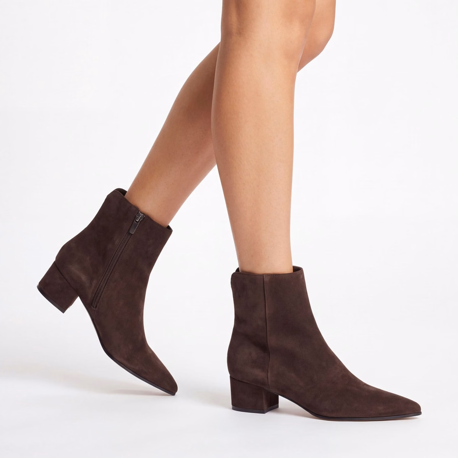 Maribu Ankle Leather Booties - Navy Suede