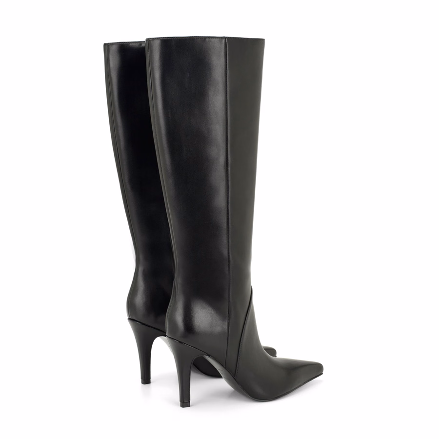 Korin Knee High Leather Boots - Black Leather