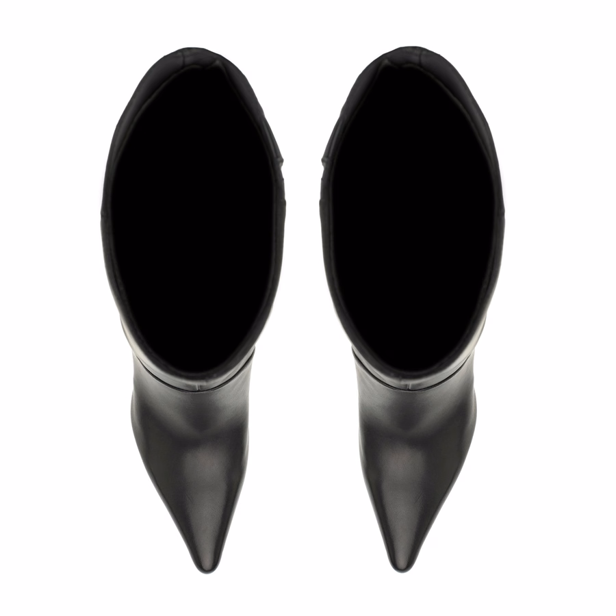 Korin Knee High Leather Boots - Black Leather