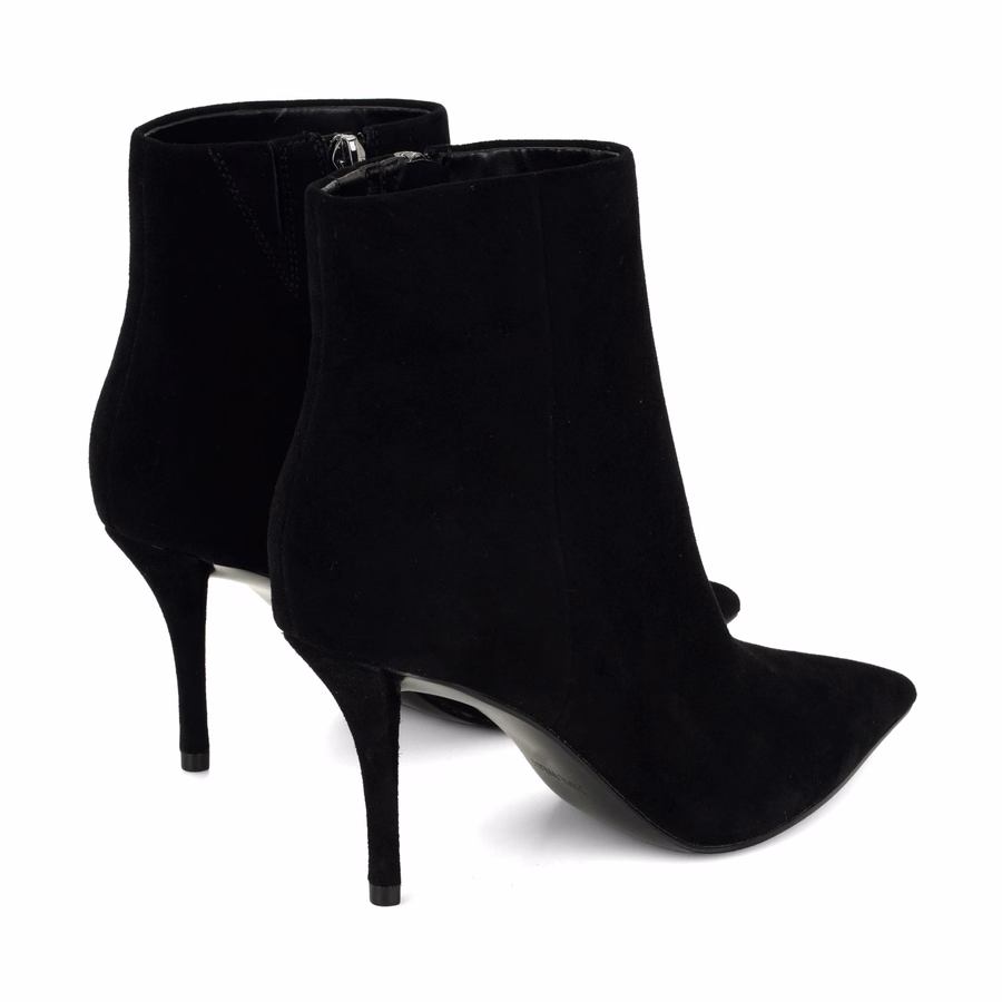 Myrah Leather Ankle Booties - Black Suede