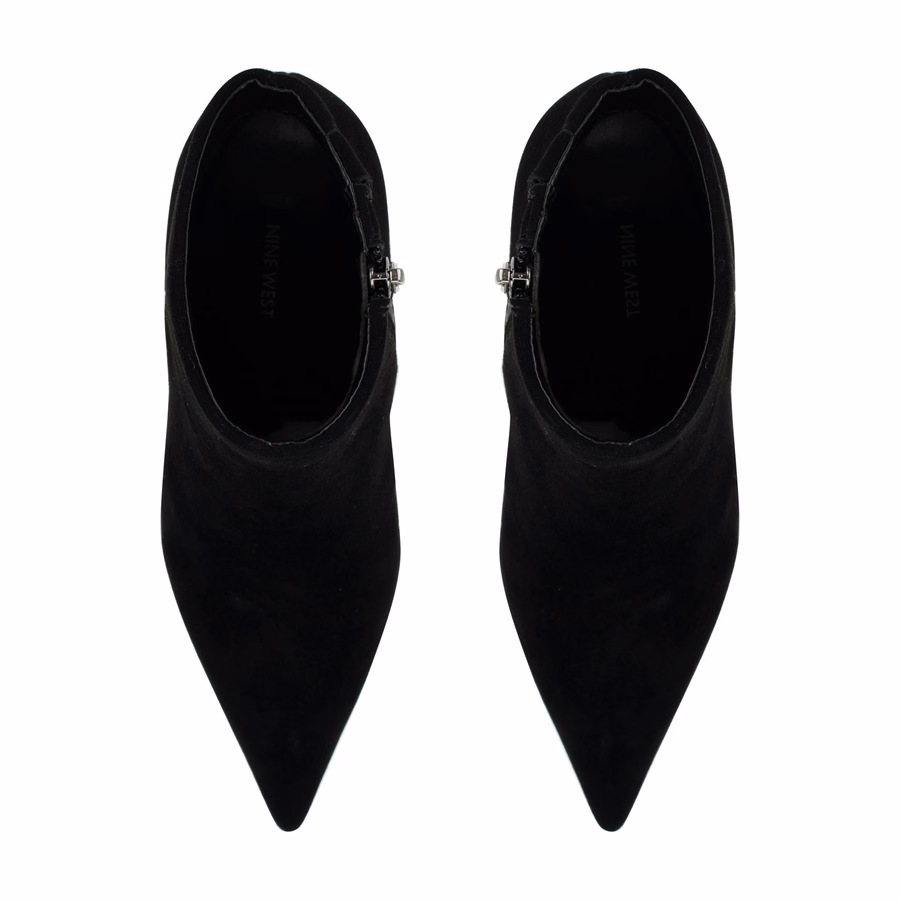 Myrah Leather Ankle Booties - Black Suede