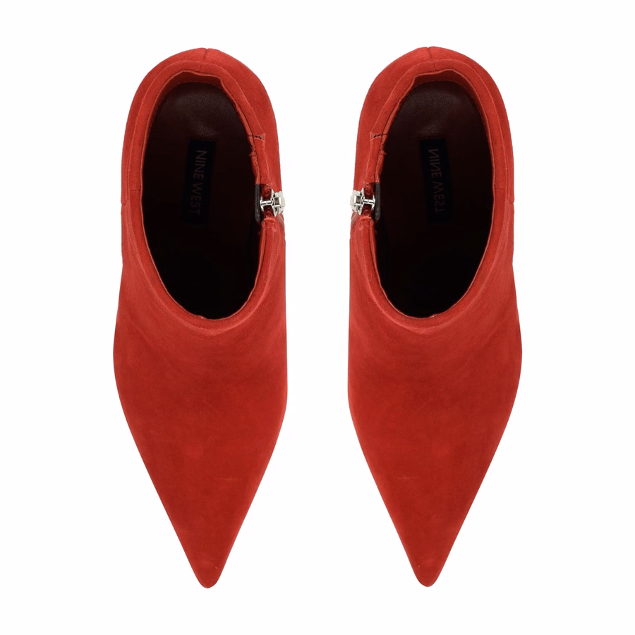 Myrah Leather Ankle Booties - Red Suede