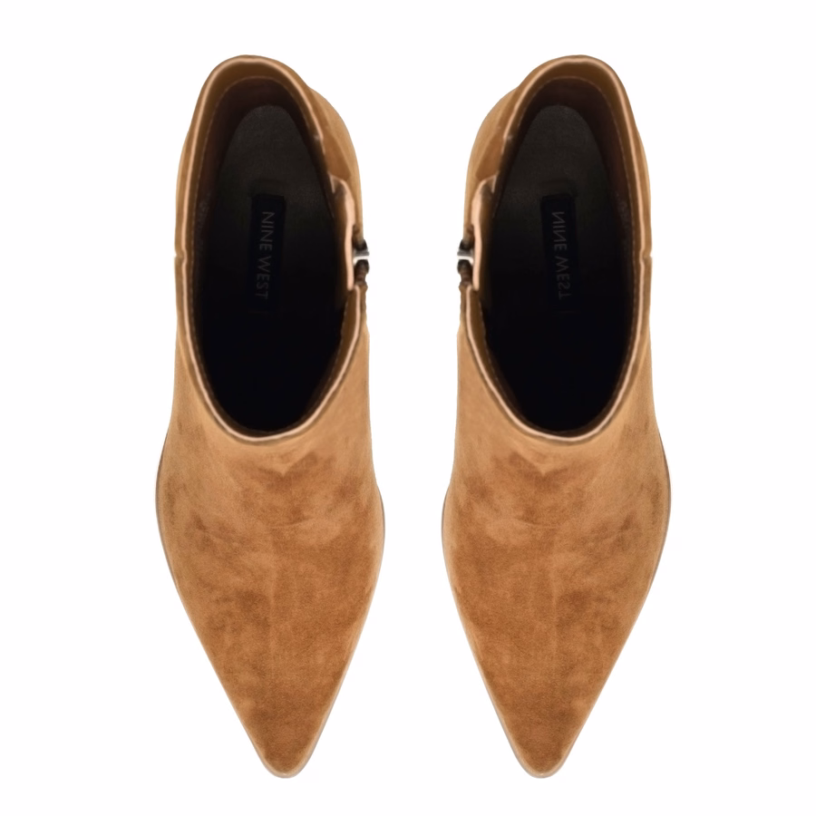 Becky Leather Booties - Walnut Suede