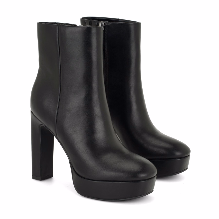 Danella Platform Booties - Black Smooth