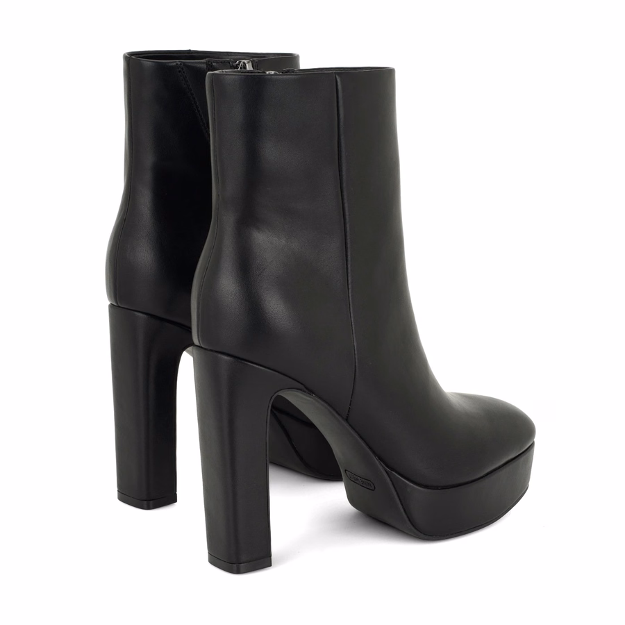 Danella Platform Booties - Black Smooth