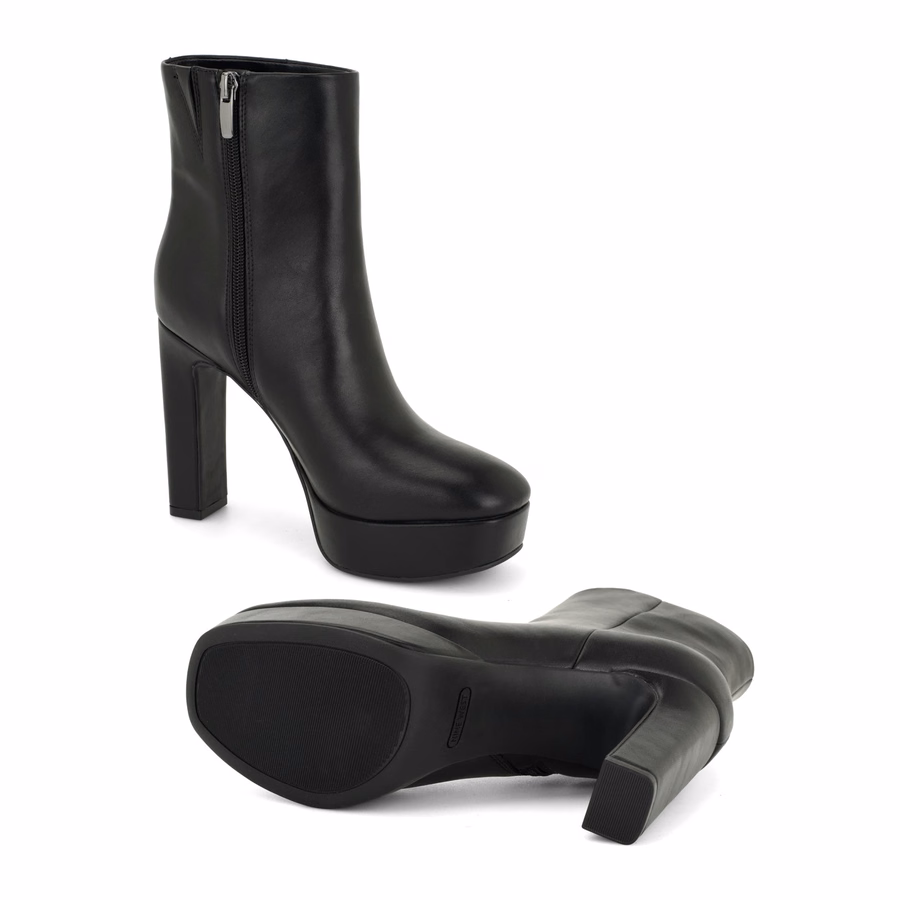 Danella Platform Booties - Black Smooth