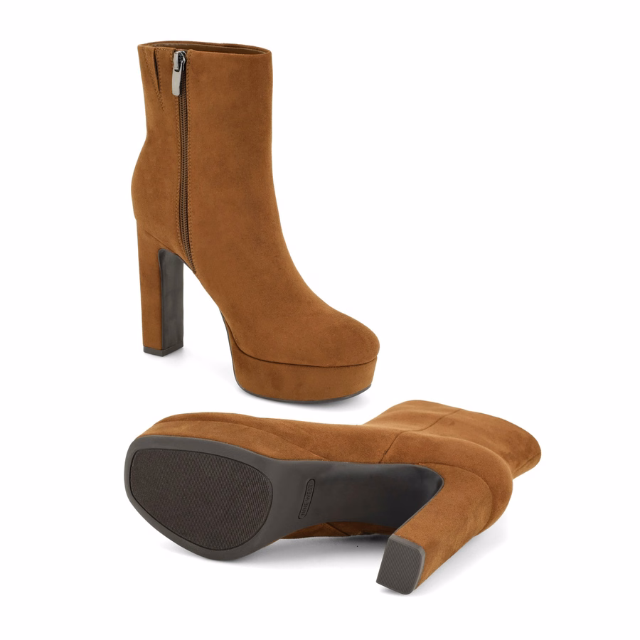 Danella Platform Booties - Light Brown