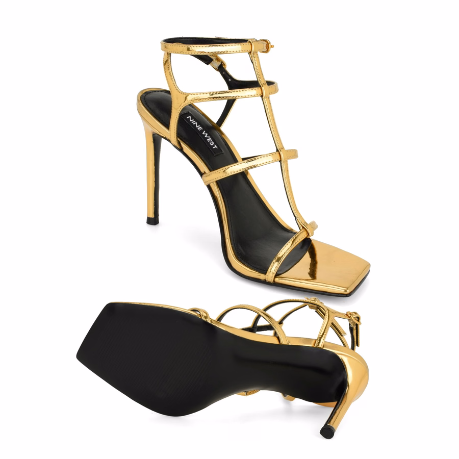 Wilma Strappy Heeled Sandals - Gold