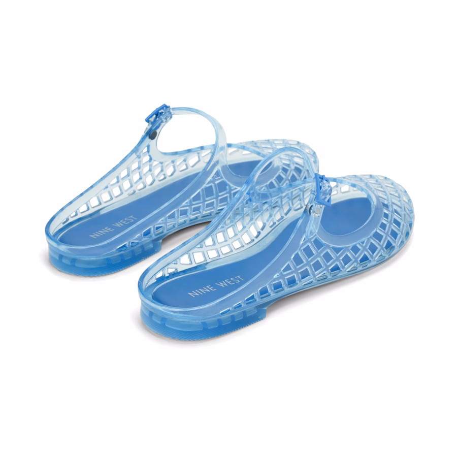 Yunny Jelly Mule Flats - Light Blue