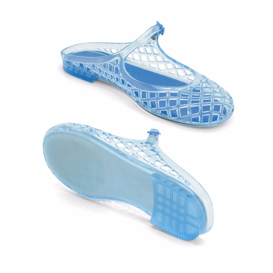 Yunny Jelly Mule Flats - Light Blue