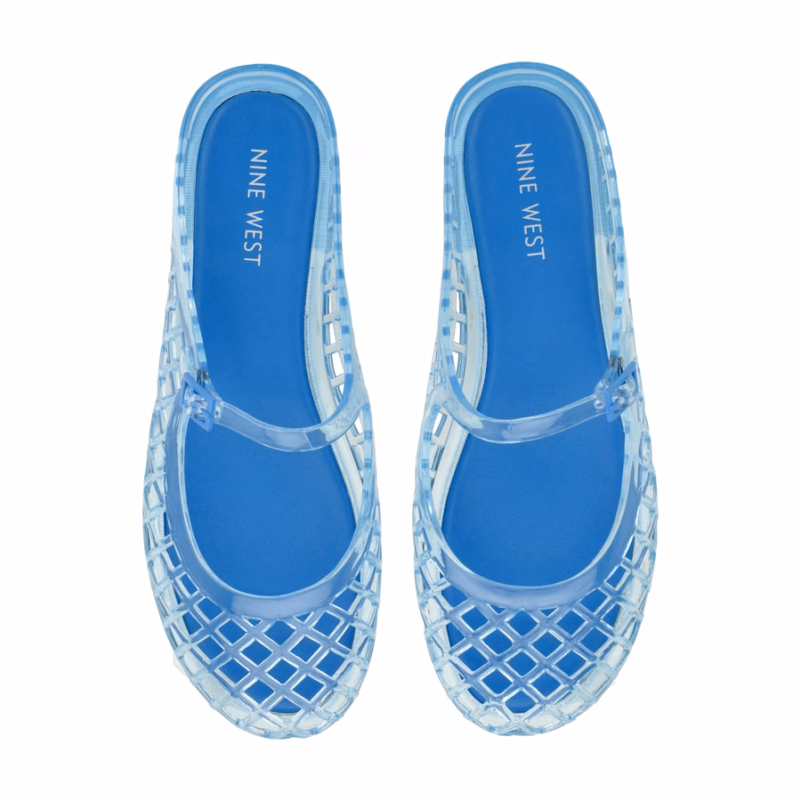 Yunny Jelly Mule Flats - Light Blue