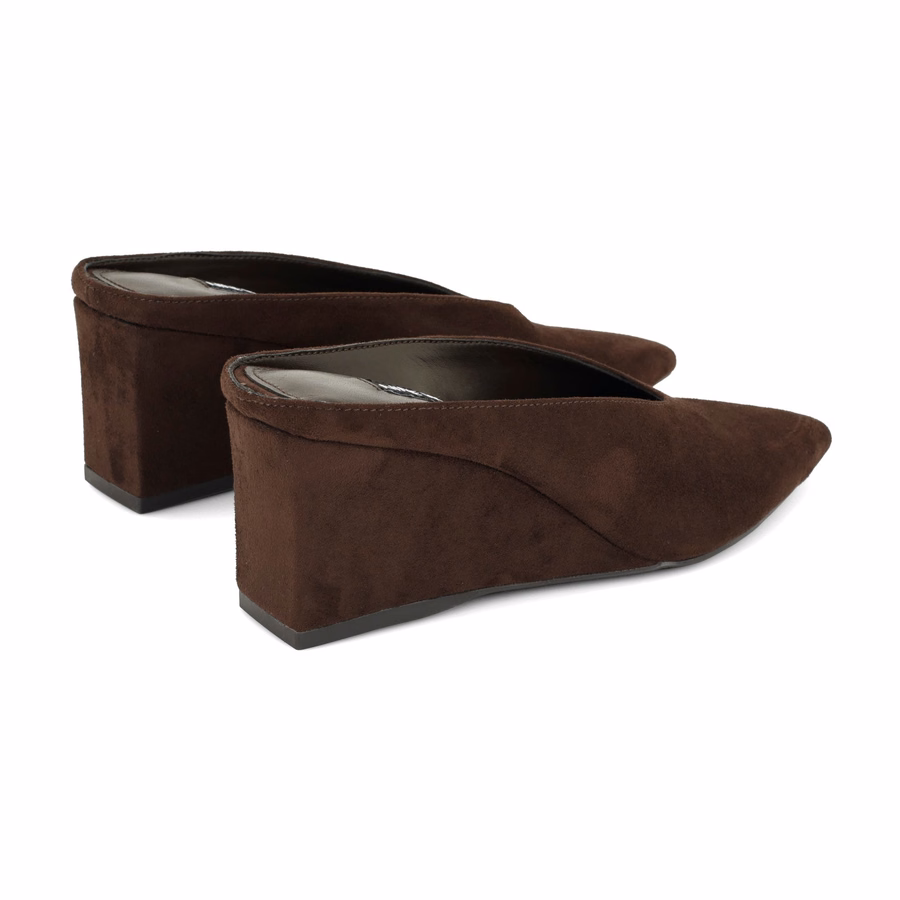 Lanah Wedge Mules - Dark Brown