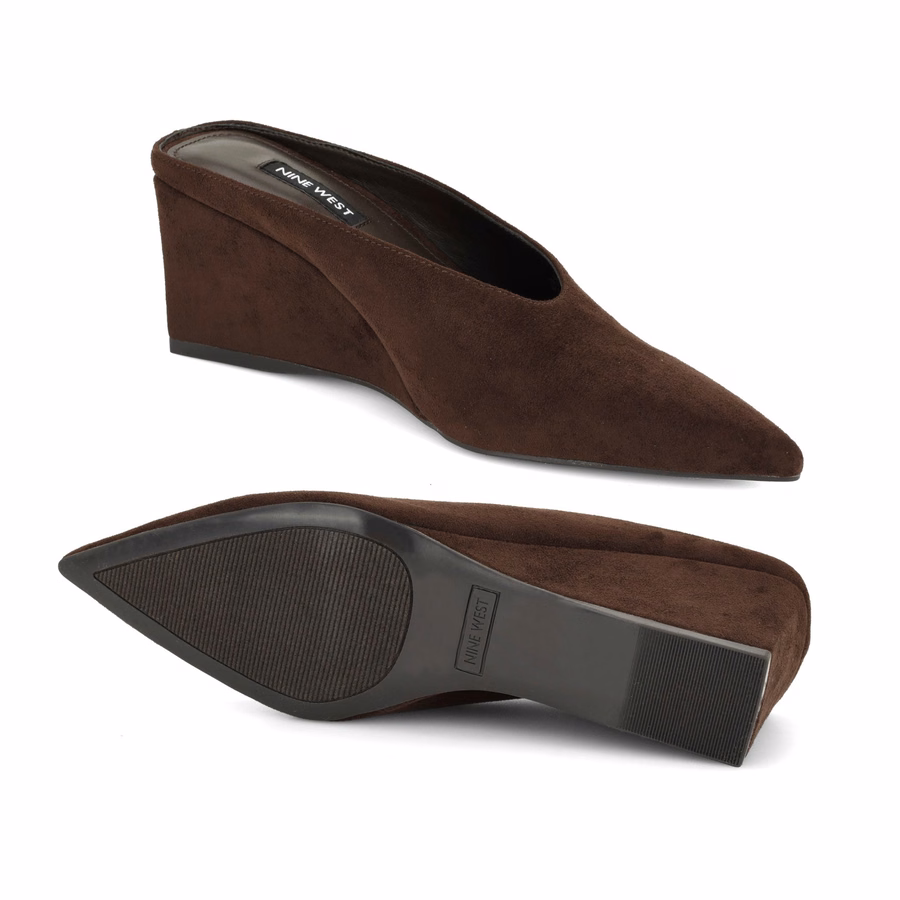 Lanah Wedge Mules - Dark Brown