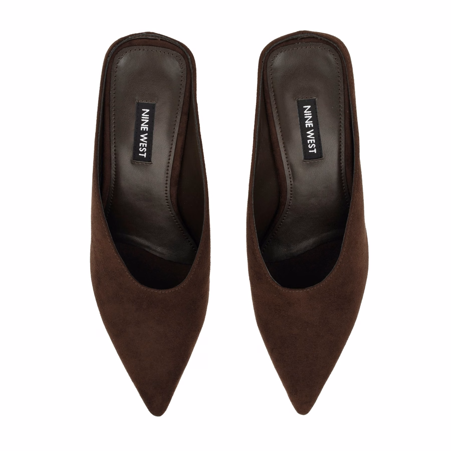 Lanah Wedge Mules - Dark Brown
