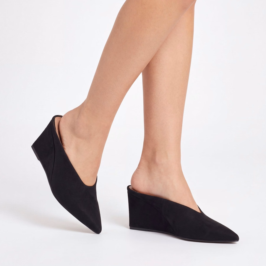 Lanah Wedge Mules - Dark Brown