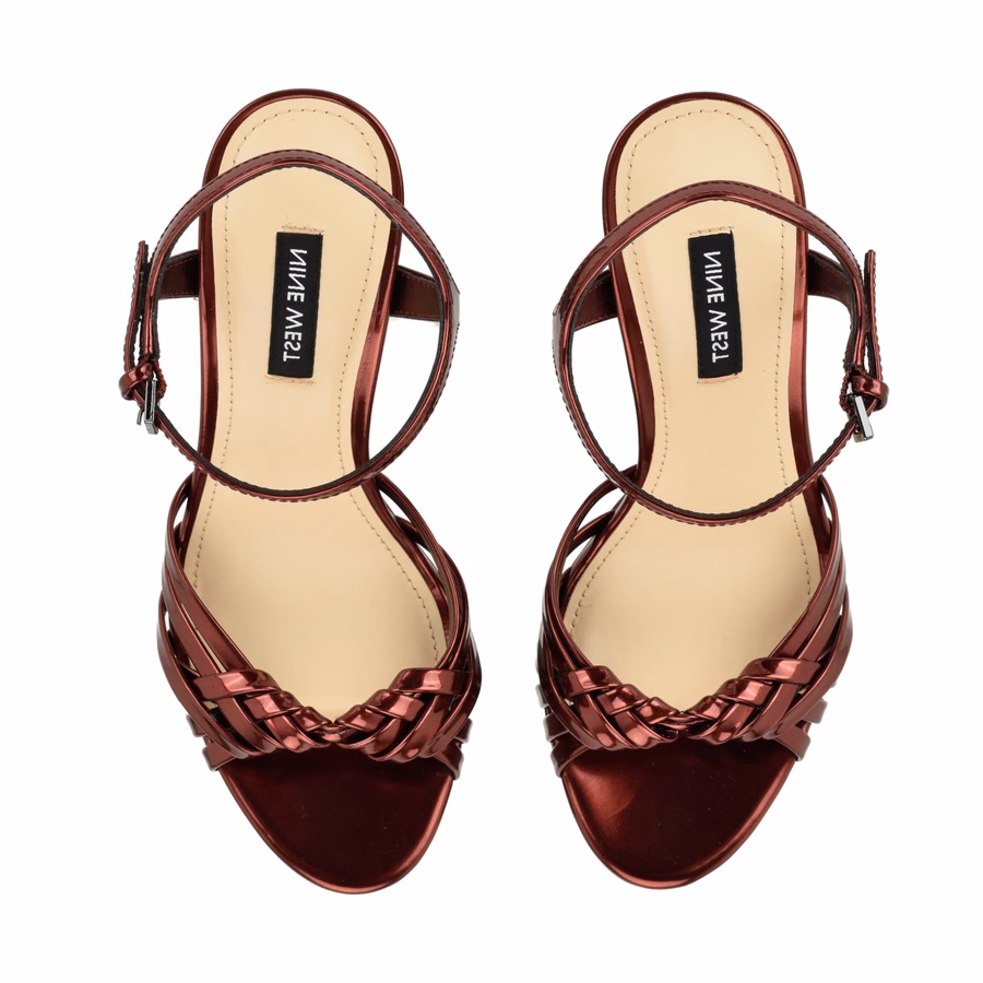 Nayya Strappy Platform Sandals - Burgundy Metallic