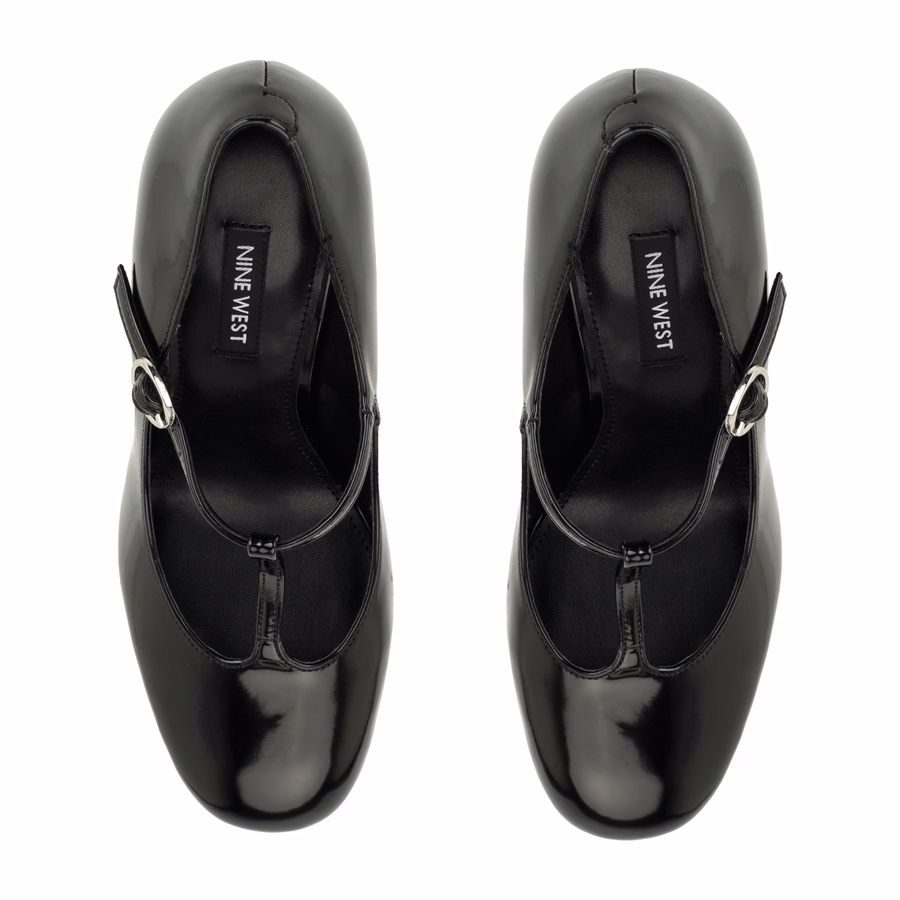 Daphni T-Strap Platform Pumps - Black Patent