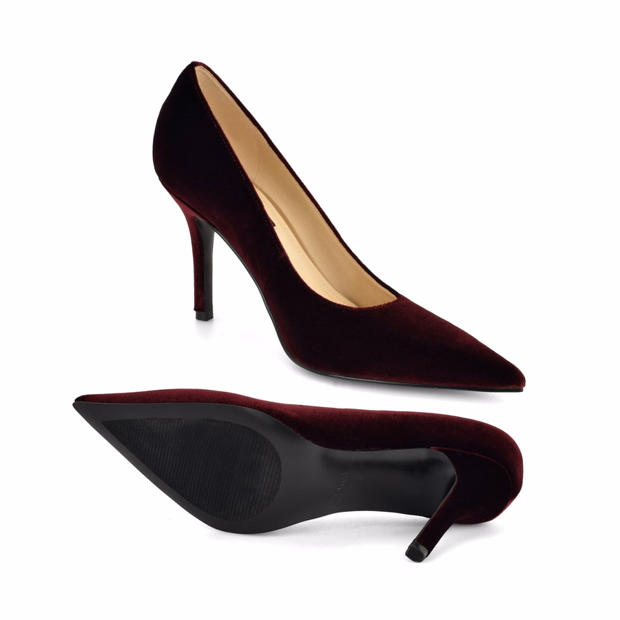 Gemmha Pointy Toe Pumps - Burgundy Velvet