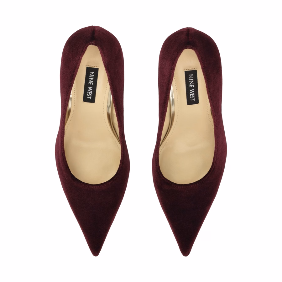 Gemmha Pointy Toe Pumps - Burgundy Velvet