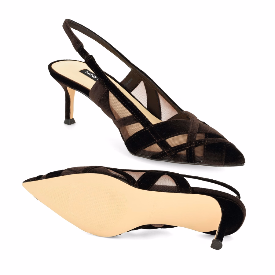 Ellite Slingback Pumps - Dark Brown Velvet