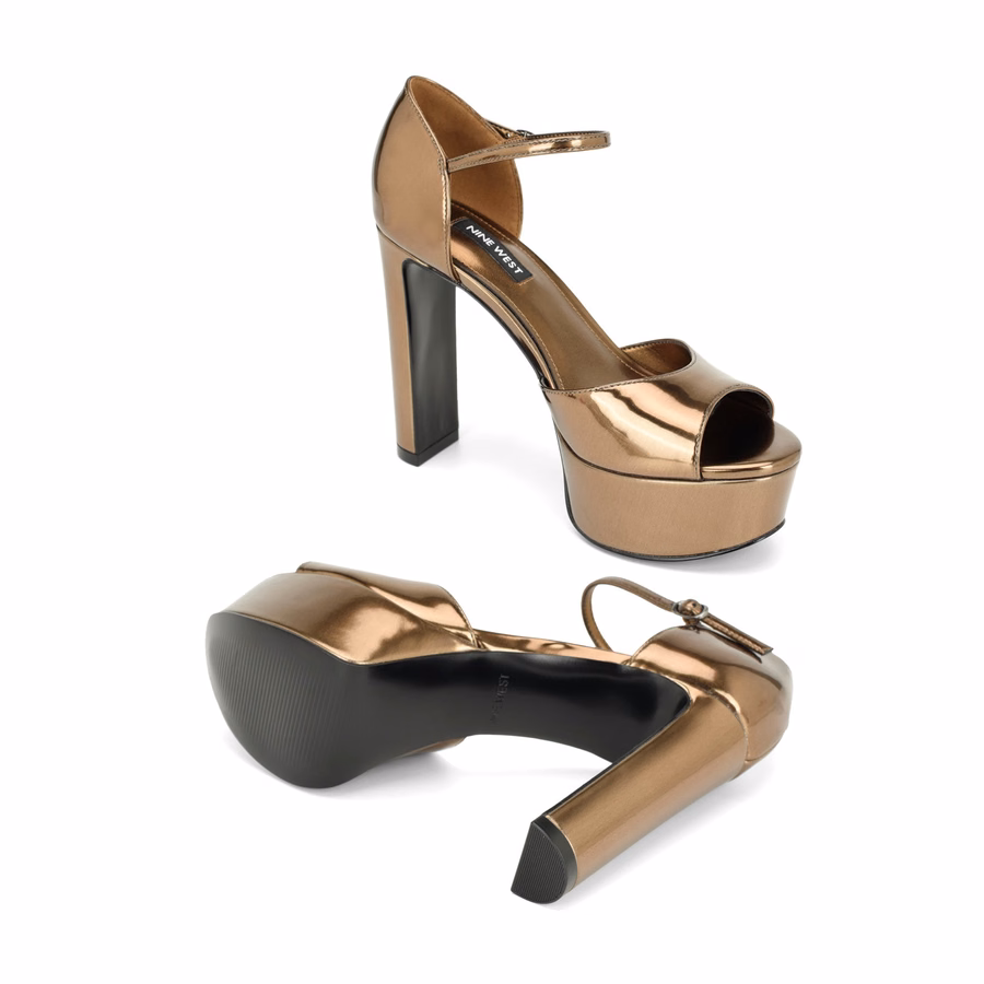 Casidee Peep Toe Platform Pumps - Bronze