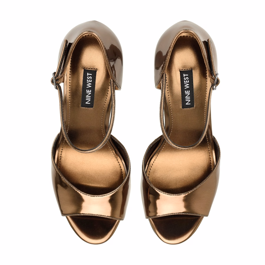 Casidee Peep Toe Platform Pumps - Bronze
