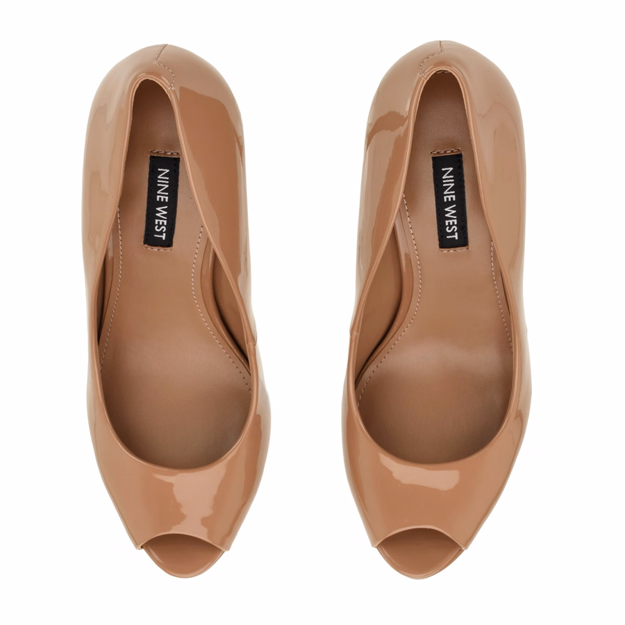 Tyrah Peep Toe Platform Pumps - Natural Patent