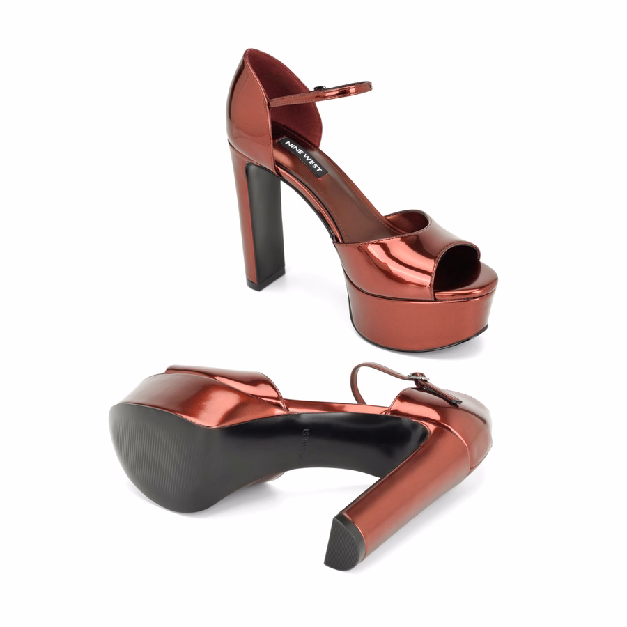 Casidee Peep Toe Platform Pumps - Burgundy Metallic