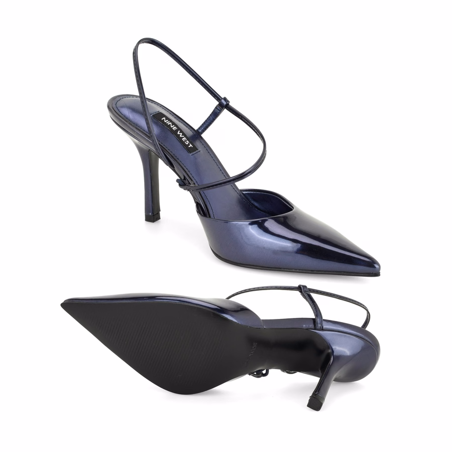 Galora Slingback Pumps - Navy Metallic