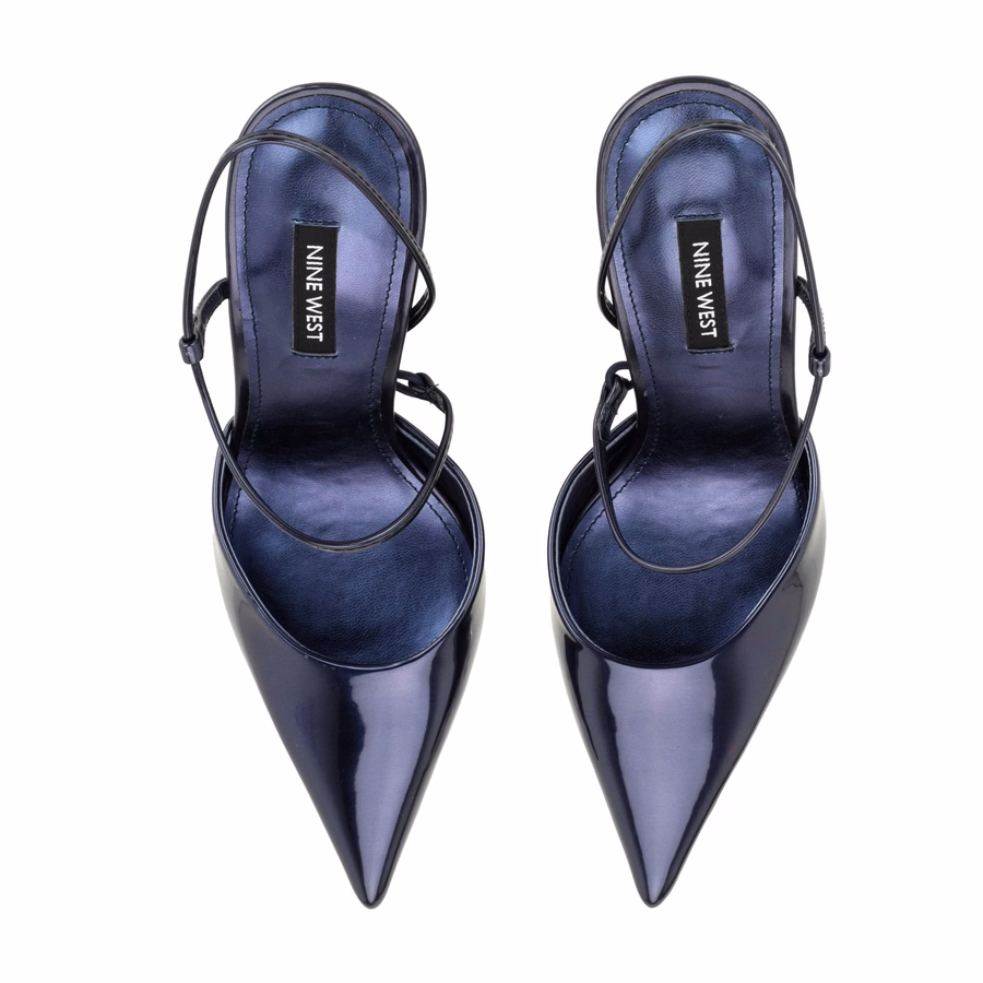 Galora Slingback Pumps - Navy Metallic